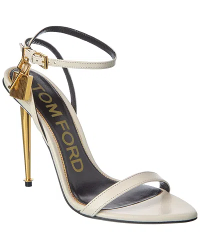 Tom Ford Padlock Leather Sandal In White