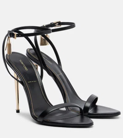 Tom Ford Padlock Leather Sandals In Black