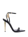 Tom Ford Paintdlock Pointed-toe Buckle Sandals With Signature Metal Heel In Black