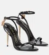 Tom Ford Black Shiny Padlock Pointy Naked Heeled Sandals In Black