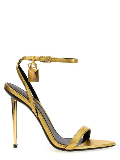 Tom Ford Padlock Leather Sandals Gold