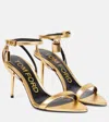 Tom Ford Padlock Metallic Leather Sandals In Gold