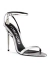 Tom Ford Padlock Leather Heel Sandals In Silver