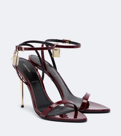 Tom Ford Padlock Patent Leather Sandals In Red