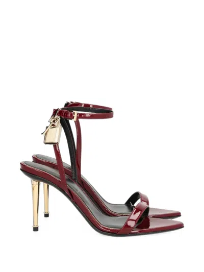 Tom Ford Padlock Patent Sandals In Red