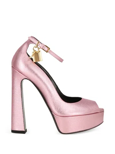 Tom Ford Padlock Platform Sandals In Pink