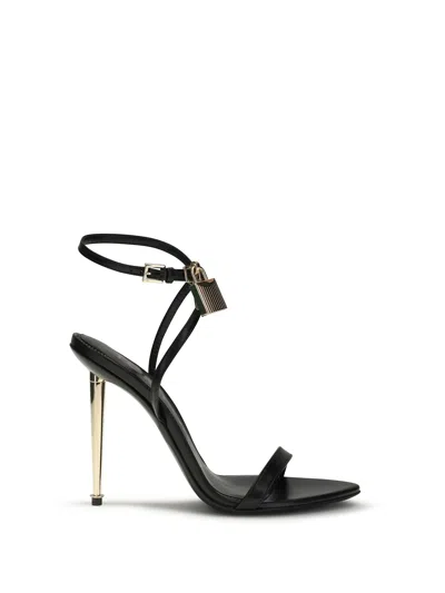 Tom Ford Padlock Pointy Naked Heeled Sandals In Animal Print