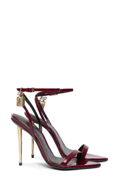 Tom Ford Padlock Pointy Toe Ankle Strap Sandal In Red