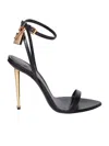Tom Ford Black Goat Leather Sandals With 10 Cm Stiletto Heel And Ankle Strap In Black
