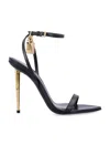 Tom Ford Paintdlock Pointed-toe Buckle Sandals With Signature Metal Heel In Black