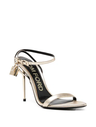 Tom Ford Padlock Sandal Heel In Gold