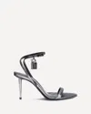 Tom Ford Metallic Sandals With High Stiletto Heel And Padlock Detail On The Ankle In Leather Woman
