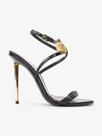 TOM FORD PADLOCK SANDALS 110MM / GOLD LEATHER