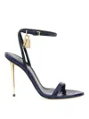 Tom Ford Laminated Leather Sandals With Iconic Padlock In Blue