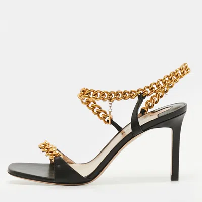 Pre-owned Tom Ford Padlock Size 36 Black Leather Ankle Strap Sandals
