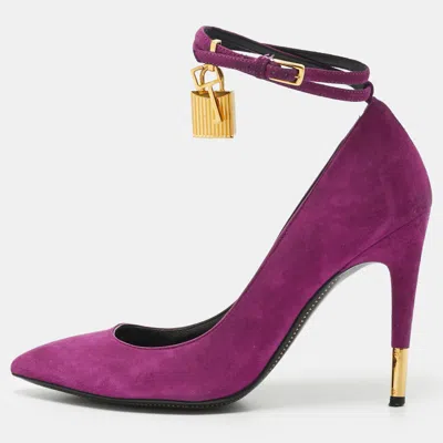Pre-owned Tom Ford Padlock Size 36 Fuchsia Suede Pumps In Purple