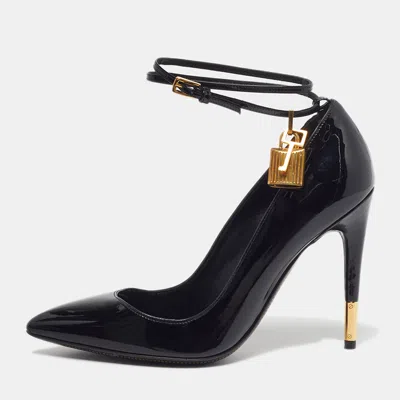 Pre-owned Tom Ford Padlock Size 37 Black Patent Leather Pumps