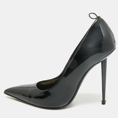 Pre-owned Tom Ford Padlock Size 37 Black Patent Leather Pumps