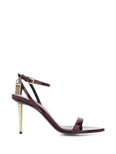 Tom Ford Padlock-detail Ankle-strap Sandals In Burgundy
