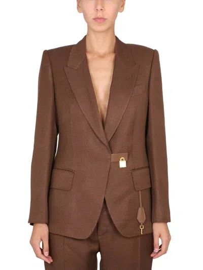 Tom Ford Padlock-detail Blazer In Brown