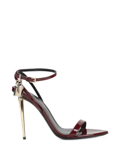 Tom Ford Padlock-detail Heeled Sandals In Burgundy