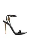 Tom Ford Paintdlock Pointed-toe Buckle Sandals With Signature Metal Heel In Black