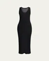 Tom Ford Paillette Ribbed Knit Scoop-neck Midi Tank Dress In Black