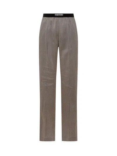 Tom Ford Painted Trousers With Pattern Detail In Brown