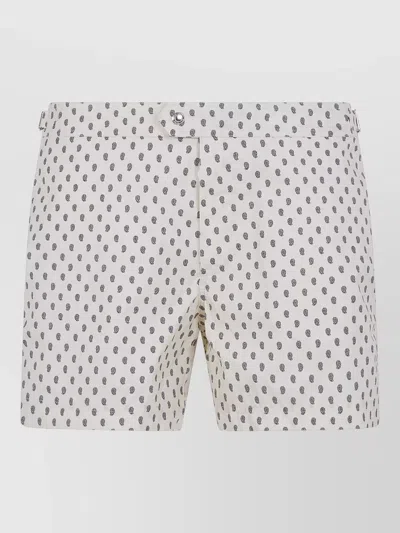 Tom Ford Paisley Print Micro Popeline Swim Shorts In Neutral