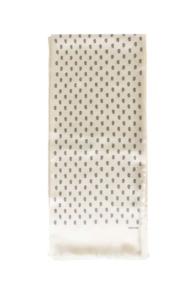 Tom Ford Paisley Print Silk Scarf In Purple