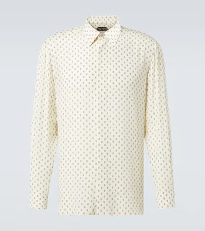 Tom Ford Crepe De Chine Paisley Print Fluid Dit Shirt Clothing In White