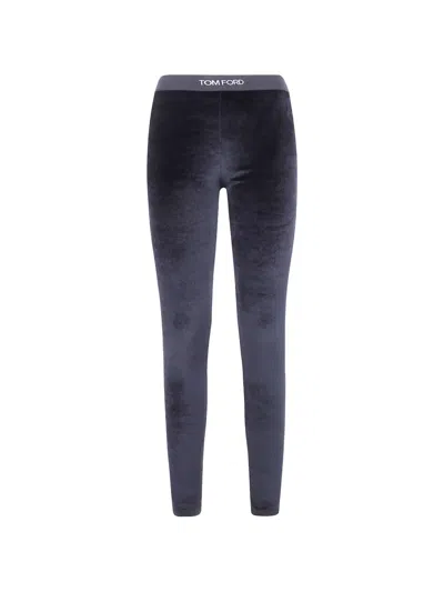 Tom Ford Velvet Leggings In Blue