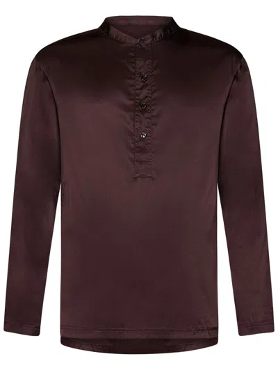 Tom Ford Silk Pajama Shirt In Dunkelbraun