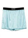 Tom Ford Satin Pajamas Shorts In Blue
