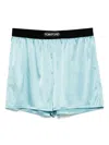 Tom Ford Satin Pajamas Shorts In Blue