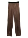 Tom Ford Brown Pants With Elastic Waist And Logo Lettering In Stretch Silk For Women In Brown