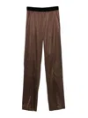 Tom Ford Brown Pants With Elastic Waist And Logo Lettering In Stretch Silk For Women In Brown