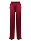 Tom Ford Stretch Silk Pajamas Trousers In Burgundy
