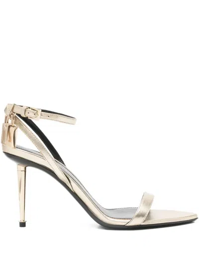 Tom Ford Pale Gold Leather Heels In White