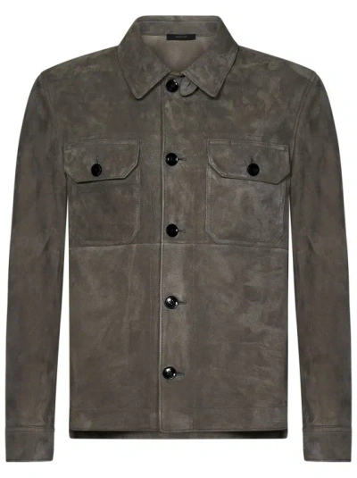 Tom Ford Pale Grey Light Suede Outershirt