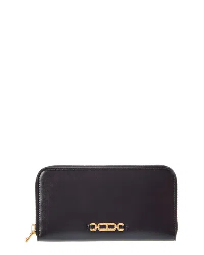 Tom Ford Palmellato Leather Zip Around Wallet In Black