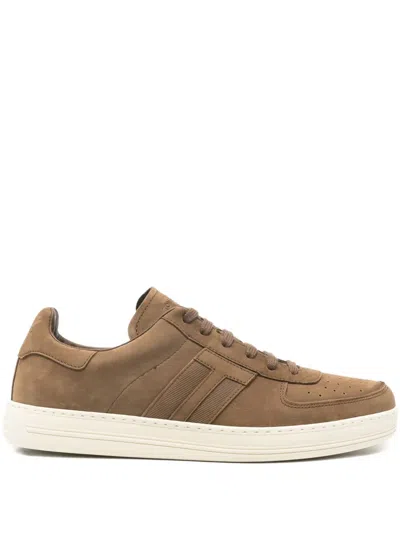 Tom Ford Panelled Sneakers In Brown
