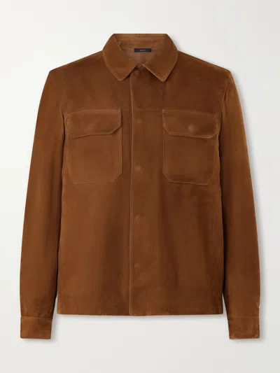 Tom Ford Single-breasted Leather Jacket In Brown