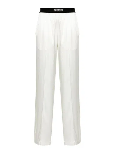 Tom Ford Primrose Liliac Silk Satin Pijama Pants In White