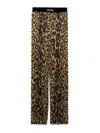 Tom Ford Multicolor Pants With Logo Patch On The Waist And All-over Leopard Print In Silk Stretch Wo In Brown