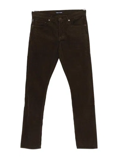 Tom Ford Tailored Olive Green Corduroy Jeans In Brown
