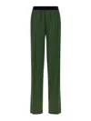 Tom Ford Green Pants With Elastic Waist With Logo Lettering In Silk Stretch Woman In Green