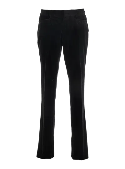 Tom Ford Pantalone In Velluto No Raso In Black