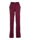 Tom Ford Fuchsia Pants With Elastic Waist With Logo Lettering In Silk Stretch Woman In Pink