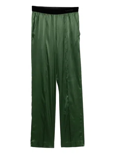 Tom Ford Stretch Silk Satin Pants In Animal Print